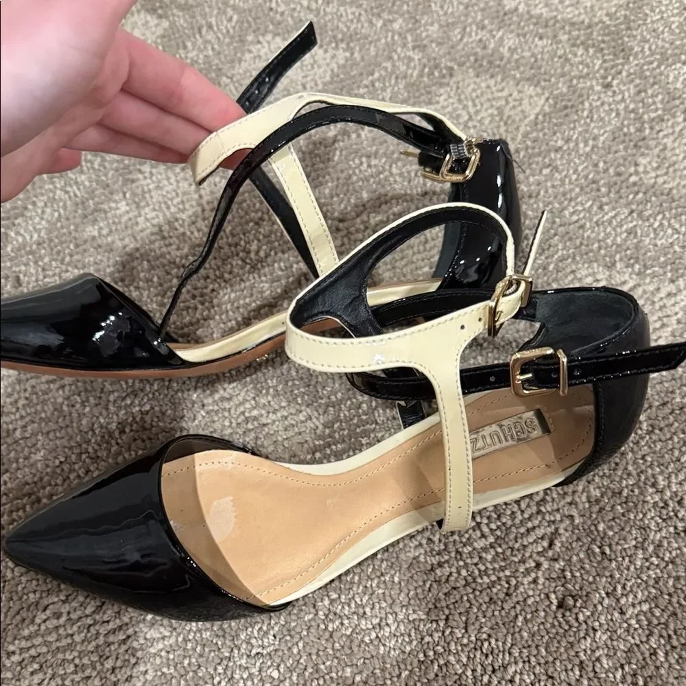 ✨EUC SCHUTZ Heels two-toned strappy‎ buckle design low to the ground